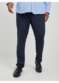 Jack & Jones PlusSize Chinohose "JPSTMARCO JJCOOPER CHINO NOOS PLS", Herren, Gr. 54, L&auml;nge 32, blau (navy blazer), Web, Obermaterial: 52% Polyester, 21% Nylon, 17% Viskose, 10% Elasthan, JACK & JONES PLUSSIZE, unifarben, slim fit kn&ouml;chellang, Hosen Chinohose