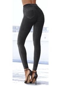 Leggings Lascana, Damen, Gr. 44/46, N-Gr, schwarz, Cord, Obermaterial: 97% Polyester, 3% Elasthan, unifarben, Basic, figurbetont lang, Hosen Leggings, aus weichem Material in Cord-Optik, Loungewear, Topseller