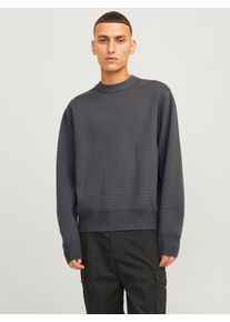 Jack & Jones Rundhalspullover JACK & JONES "JORVESTERBRO KNIT CREW NECK SN", Herren, Gr. S, grau (iron gate), Strick, Obermaterial: 57% Polyester, 30% Viskose, 13% Nylon, unifarben, relaxed fit h&uuml;ftlang, Rundhals, Rippb&uuml;ndchen, Pullover Rundhalspullover