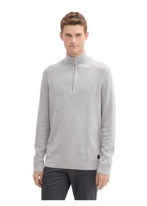 Troyer Tom Tailor, Herren, Gr. L, grau (light stone grau melange), Strick, Obermaterial: 100% Baumwolle, unifarben, regular fit h&uuml;ftbedeckend, Rundhals, Pullover Troyer, in Feinstrick-Optik