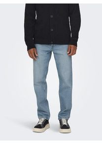 Only & Sons Regular-fit-Jeans ONLY & SONS "ONSEDGE STRAIGHT BROMO 0017 DOT DNM NOOS", Herren, Gr. 36, L&auml;nge 32, blau (light blau denim), Denim/Jeans, Obermaterial: 100% Baumwolle, Abriebeffekte, regular fit, Jeans Regular-fit-Jeans