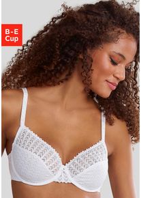 B&uuml;gel-BH s.Oliver "Lilou", Damen, Gr. 90, Cup D, wei&szlig;, Spitze, Obermaterial: 85% Polyamid, 12% Elasthan, 3% Polyester, Basic, BHs B&uuml;gel-BH, mit transparenten Obercups aus graphischer Spitze, Dessous