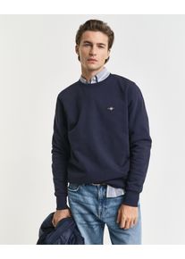Sweatshirt Gant "REG SHIELD C-NECK SWEAT", Herren, Gr. M, blau (evening blau), Sweatware, Obermaterial: 87% Baumwolle, 13% Polyester, unifarben, regular fit h&uuml;ftlang, Rundhals, elastischer Bund, Sweatshirts Sweatshirt, mit Logostickerei auf der Brust