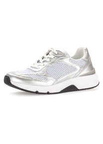 Keilsneaker ROLLINGSOFT, Damen, Gr. 37, bunt (silberfarben, wei&szlig;), Leder, Textil, Schuhe Keilsneaker, Freizeitschuh, Halbschuh, Schn&uuml;rschuh mit gepolstertem Schaftrand