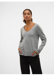 V&eacute;ro Moda Strickpullover VERO MODA "VMSILJE LS V-NECK PULLOVER GA NOOS", Damen, Gr. XL, schwarz, Strick, Obermaterial: 77% Viskose, 23% Polyester, unifarben, loose fit normal, V-Ausschnitt, Pullover Strickpullover