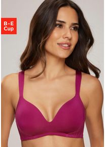 Bralette-BH s.Oliver "Pauline", Damen, Gr. 95, Cup E, lila (beere), Microtouch, Obermaterial: 68% Polyamid, 17% Elasthan, 15% Polyester, BHs Bralette-BH, ohne B&uuml;gel, mit feiner Spitze verziert, Dessous