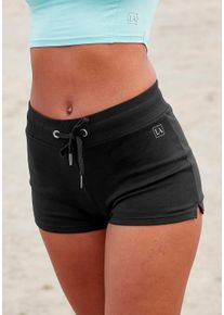active by Lascana Shorts LASCANA ACTIVE, Damen, Gr. XS (32/34), N-Gr, schwarz, Interlock, Obermaterial: 100% Baumwolle, unifarben, bequem kurz, Hosen Shorts, mit kleinen Seitenschlitzen, Topseller