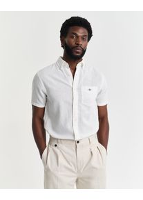 Kurzarmhemd Gant "REG COTTON LINEN SS SHIRT", Damen, Gr. 3XL, N-Gr, wei&szlig;, Web, Obermaterial: 55% Leinen, 45% Baumwolle, regular fit, Hemden Kurzarmhemd