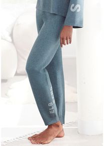 Strickhose ELBSAND, Damen, Gr. 44/46, N-Gr, blau (petrol), Feinstrick, Obermaterial: 50% Viskose, 28% Polyester, 22% Nylon, meliert, bequem lang, Hosen Strickhose, aus weichem Strick, Loungewear