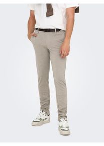 Only & Sons Chinohose ONLY & SONS, Herren, Gr. 29, L&auml;nge 32, fallen rock, Web, Obermaterial: 64% Viskose, 31% Polyester, 5% Elasthan, slim fit kn&ouml;chellang, Hosen Chinohose, mit geschlossenen Ges&auml;&szlig;taschen