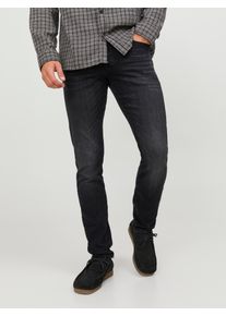 Jack & Jones Slim-fit-Jeans JACK & JONES "JJIGLENN JJICON JJ 619 50SPS NOOS", Herren, Gr. 30, L&auml;nge 34, schwarz (schwarz, denim), Denim/Jeans, Obermaterial: 77% Baumwolle, 14% Modal, 6% Polyester, 3% Elasthan, Abriebeffekte, slim fit lang, Jeans Slim-fit-Jeans, Baumwollmischung, slim fit