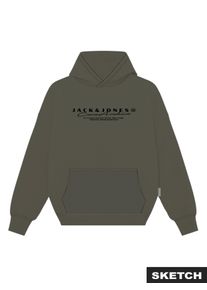 Jack & Jones Kapuzensweatshirt JACK & JONES "JCOPOINT BRANDING SWEAT HOOD FST", Herren, Gr. S, grape leaf, angeraute Sweatware, Obermaterial: 100% Polyester, bedruckt, regular fit, Rippb&uuml;ndchen, Sweatshirts Kapuzensweatshirt