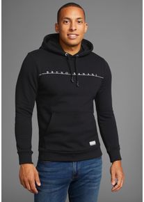 Kapuzensweatshirt Bruno Banani, Herren, Gr. S (44/46), blau (schwarz), Obermaterial: 60% Baumwolle, 40% Polyester, normal, Sweatshirts Kapuzensweatshirt, mit modernem Logodruck, Topseller