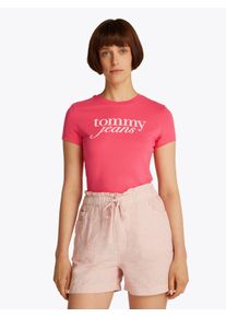 Rundhalsshirt Tommy Jeans CURVE "Shirt TJW SLIM ESSENTIAL", Damen, Gr. 6XL (52), amour, Jersey, Obermaterial: 100% Baumwolle, bedruckt, unifarben, regular fit, Rundhals, Shirts Rundhalsshirt, in Gro&szlig;en Gr&ouml;&szlig;en, Logo-Print auf Brusth&ouml;he, mit Logostickerei