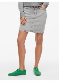 Jeansrock Vila "VIKAJA JAF LBD DENIM SKIRT- NOOS", Damen, Gr. 34, blau (light grau denim detail:wash 01), Denim/Jeans, Obermaterial: 99% Baumwolle, 1% Elasthan, unifarben, figurbetont kurz, R&ouml;cke Jeansrock