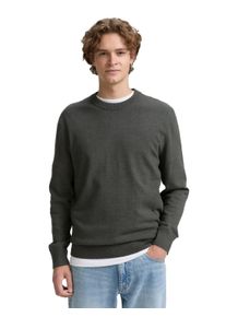Strickpullover Tom Tailor Denim, Herren, Gr. XXL, gr&uuml;n (gr&uuml;n grau mouline), Strick, Obermaterial: 100% Baumwolle, regular fit taillenbedeckt, Rundhals, B&uuml;ndchen, Pullover Strickpullover, in melierter Optik