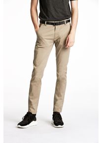 Chinohose LINDBERGH, Herren, Gr. 34, L&auml;nge 34, beige (dk sand), Stoff, Obermaterial: 98% Baumwolle, 2% Elasthan, slim fit normal, Hosen Chinohose, mit G&uuml;rtel und Stretch