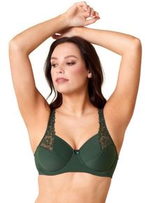 B&uuml;gel-BH ELBRINA, Damen, Gr. 95, Cup C, gr&uuml;n (dunkelgr&uuml;n), Spitze, Obermaterial: 85% Polyamid, 9% Elasthan, 6% Polyester, unifarben, comfort fit, BHs B&uuml;gel-BH, verstellbare Tr&auml;ger, ohne Schale, mit B&uuml;gel, mit Spitze, mit Schleife