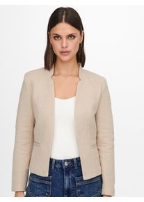 Kurzblazer Only "ONLADDY-LINEA L/S SHORT BLAZER CC TLR", Damen, Gr. 46, beige (humus detail:melange), Web, Obermaterial: 65% Polyester, 35% Baumwolle, meliert, regular fit normal, tiefer V-Ausschnitt, Blazer Kurzblazer, Materialmix, regular fit, Topseller