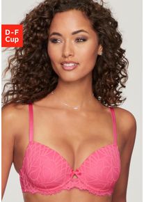 Schalen-BH Lascana "Cara", Damen, Gr. 95, Cup F, pink, Spitze, Obermaterial: 74% Polyamid, 15% Polyester, 11% Elasthan, BHs Schalen-BH, mit B&uuml;gel rundum aus filigraner Spitze, sexy Dessous