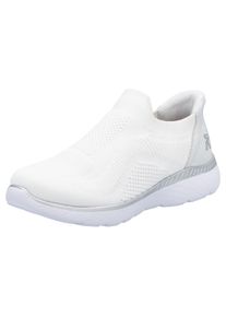 Slip-On Sneaker RIEKER SPORT "Ready2GO", Damen, Gr. 36, wei&szlig;, Lederimitat, Textil, unifarben, Schuhe Slip-On Sneaker, Slipper, Halbschuh, Freizeitschuh mit MemoSoft-Innensohle