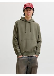 Jack & Jones Kapuzensweatshirt JACK & JONES "JJESTAR BASIC SWEAT HOOD NOOS", Herren, Gr. L, vetiver, angeraute Sweatware, Obermaterial: 70% Baumwolle, 30% Polyester, unifarben, relaxed fit, Rundhals, Rippb&uuml;ndchen, Sweatshirts Kapuzensweatshirt, mit Rippb&uuml;ndchen