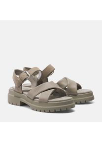 Sandale Timberland "London Vibe CROSS STRAP SANDAL", Damen, Gr. 39 (8), grau (lt tpe f gra), Leder, Schuhe Sandale