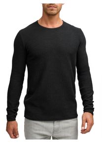 Rundhalspullover INDICODE "Kristian", Herren, Gr. M, schwarz, Strick, Obermaterial: 100% Baumwolle, unifarben, regular fit normal, Rundhals, Pullover Rundhalspullover