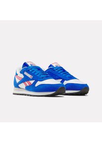 Sneaker Reebok CLASSIC "CLASSIC LEATHER", Herren, Gr. 45,5, blau (chalk, optimum blau, vector rot), Leder, Synthetik, Textil, Schuhe Sneaker