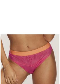 String s.Oliver "Clemence", Damen, Gr. 36/38, orange (koralle), Spitze, Obermaterial: 87% Polyamid, 13% Elasthan, k&ouml;rpernah, Unterhosen String, mit modischem Bund und graphischer Spitze