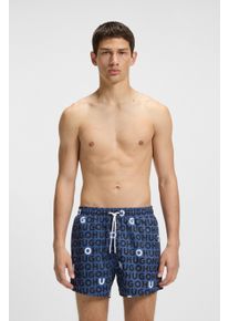 Badehose HUGO UNDERWEAR "TORTUGA", Herren, Gr. XXL, N-Gr, blau (medium blau 422), Microfaser, Obermaterial: 100% Polyester, Badehosen Badehose, mit Allover-Logoschriftzug