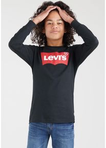 Langarmshirt LEVI'S KIDS "L/S BATWING TEE", Jungen, Gr. 5/110, schwarz, Jersey, Obermaterial: 60% Baumwolle, 40% Polyester, bedruckt, Basic schmal h&uuml;ftlang, Rundhals, B&uuml;ndchen, Shirts Langarmshirt, mit Logo Print for BOYS