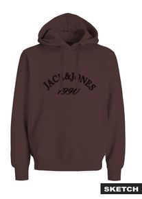 Jack & Jones Kapuzensweatshirt JACK & JONES "JORBLEECKER BRANDING SWEAT HOOD BF", Herren, Gr. M, deep mahogany detail:jj, angeraute Sweatware, Obermaterial: 70% Baumwolle, 30% Polyester, unifarben, relaxed fit, Rippb&uuml;ndchen, Sweatshirts Kapuzensweatshirt
