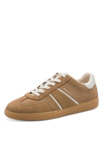 Plateausneaker Tamaris, Damen, Gr. 41, taupe, wei&szlig;, Lederimitat, Veloursleder, unifarben mit Farbeinsatz, Schuhe Plateausneaker, Freizeitschuh, Halbschuh, Schn&uuml;rschuh mit gepolstertem Schaftrand, Topseller