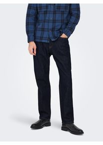 Only & Sons Regular-fit-Jeans ONLY & SONS "ONSEDGE STRAIGHT BROMO 0017 DOT DNM NOOS", Herren, Gr. 30, L&auml;nge 34, blau (dunkelblau denim detail:rinse), Denim/Jeans, Obermaterial: 100% Baumwolle, regular fit, Jeans Regular-fit-Jeans