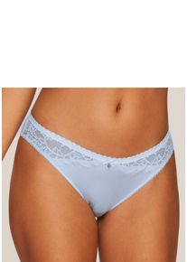 Slip Lascana "Alana", Damen, Gr. 40/42, blau (hellblau), Spitze, Obermaterial: 50% Polyamid, 40% Seide, 10% Elasthan, Unterhosen Slip, mit hohem Seidenanteil und edler Spitze