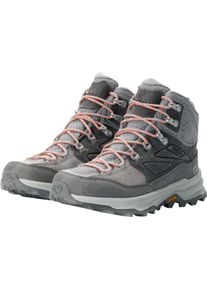 Wanderschuh Jack Wolfskin "CYROX TEXAPORE MID W", Damen, Gr. 40, grau, Leder, Textil, Schuhe Wanderschuh, Wasserdicht, Trekkingschuh