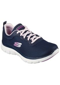 Sneaker Skechers "FLEX APPEAL 4.0 BRILLINAT VIEW", Damen, Gr. 38, lila (navy, lavendel), Synthetik, Textil, Schuhe Sneaker, Freizeitschuh, Halbschuh, Schn&uuml;rschuh mit Air Cooled Memory Foam