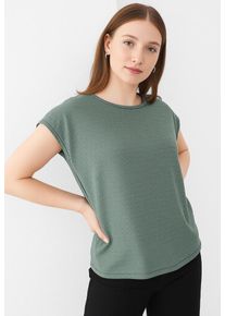 Kurzarmshirt Only "ONLCLAUDIA S/S GLITTER STRIPE TOP JRS", Damen, Gr. XS, gold (laurel wreath detail:gold lurex stripe), Jersey, Obermaterial: 81% Viskose, 11% Elasthan, 8% metallisierte Fasern, Glanzfaden, unifarben, regular fit normal, Rundhals, Shirts Kurzarmshirt, Topseller