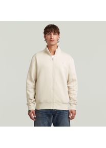 G-Star Raw Sweatjacke G-STAR, Herren, Gr. XL, wei&szlig; (wei&szlig;bait), Sweatware, Obermaterial: 55% Baumwolle, 45% Polyester, unifarben, regular fit normal, Rippb&uuml;ndchen, Sweatjacken Sweatjacke, mit Logostickerei auf der Brust