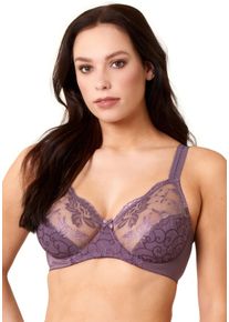 B&uuml;gel-BH ELBRINA "EMBROIDERY", Damen, Gr. 95, Cup B, lila (vintage violet), Spitze, Obermaterial: 61% Polyamid, 31% Polyester, 8% Elasthan, unifarben, BHs B&uuml;gel-BH, breite Tr&auml;ger, ohne Schale, mit B&uuml;gel, mit Spitze, feminin