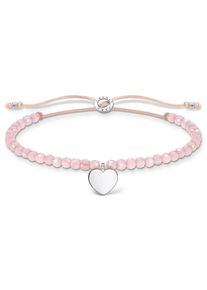 Armband Thomas Sabo "Herz" Gr. 20, bunt (silberfarben, pink, pink), Armb&auml;nder, Damen, 20, Nylon Silber 925 (recycelt), Nylon, Silber 925 (recycelt), Armband, mit Rosenquarz oder Jaspis
