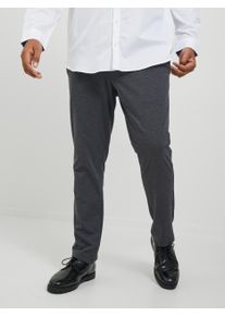 Jack & Jones PlusSize Chinohose "JPSTMARCO JJCOOPER CHINO NOOS PLS", Herren, Gr. 44 (5XL), L&auml;nge 34, grau (dunkelgrau melange), Web, Obermaterial: 52% Polyester, 21% Nylon, 17% Viskose, 10% Elasthan, JACK & JONES PLUSSIZE, meliert, slim fit kn&ouml;chellang, Hosen Chinohose