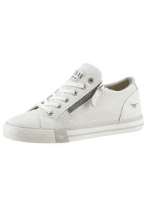 Sneaker Mustang Shoes, Damen, Gr. 45, wei&szlig;, Lederimitat, Schuhe Sneaker, Freizeitschuh, Halbschuh, Schn&uuml;rschuh mit Au&szlig;enrei&szlig;verschluss