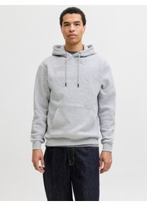 Jack & Jones Kapuzensweatshirt JACK & JONES "JJEBRADLEY SWEAT HOOD NOOS", Herren, Gr. S, grau (light grau melange), angeraute Sweatware, Obermaterial: 61% Polyester, 39% Baumwolle, meliert, relaxed fit normal, ohne Ausschnitt, Rippb&uuml;ndchen, Sweatshirts Kapuzensweatshirt, Materialmix, relaxed fit