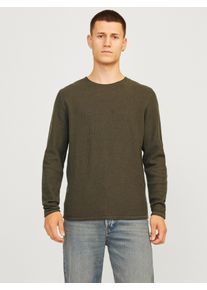 Jack & Jones Rundhalspullover JACK & JONES "JJECOOPER KNIT CREW NECK NOOS", Herren, Gr. XS, gr&uuml;n (olive night), Strick, Obermaterial: 100% Baumwolle, meliert, regular fit taillenbedeckt, Rundhals, B&uuml;ndchen, Pullover Rundhalspullover, in Strick Optik
