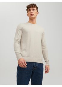 Jack & Jones Rundhalspullover JACK & JONES "EMIL KNIT", Herren, Gr. XXL, wei&szlig; (sanftes wei&szlig;), Obermaterial: 60% Baumwolle, 20% Nylon, 20% Viskose, normal, Rundhals, Pullover Rundhalspullover