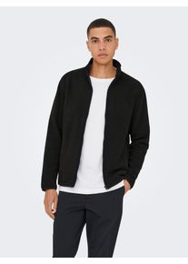 Only & Sons Sweatjacke ONLY & SONS "ONSAKEEM FULL ZIP REG SWEAT OTL", Herren, Gr. S, meteorite, Fleece, Obermaterial: 100% Polyester, unifarben, regular fit normal, ohne Ausschnitt, gerader Abschluss, Sweatjacken Sweatjacke