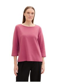 Langarmshirt Tom Tailor, Damen, Gr. S (36), pink (pink velvet), Obermaterial: 75% Baumwolle, 20% Polyester, 5% Elasthan, Strukturmuster, regular fit taillenbedeckt, U-Boot-Ausschnitt, Shirts Langarmshirt, mit Struktur