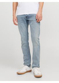 Jack & Jones Slim-fit-Jeans JACK & JONES "JJIGLENN Slim-Fit mit Stretch und praktischer 5-Pocket-Form", Herren, Gr. 32, L&auml;nge 36, blau (blau denim), Denim/Jeans, Obermaterial: 70% Baumwolle, 28% Polyester, 2% Elasthan, Abriebeffekte, slim fit kn&ouml;chellang, Jeans Slim-fit-Jeans, Baumwollmischung, slim fit